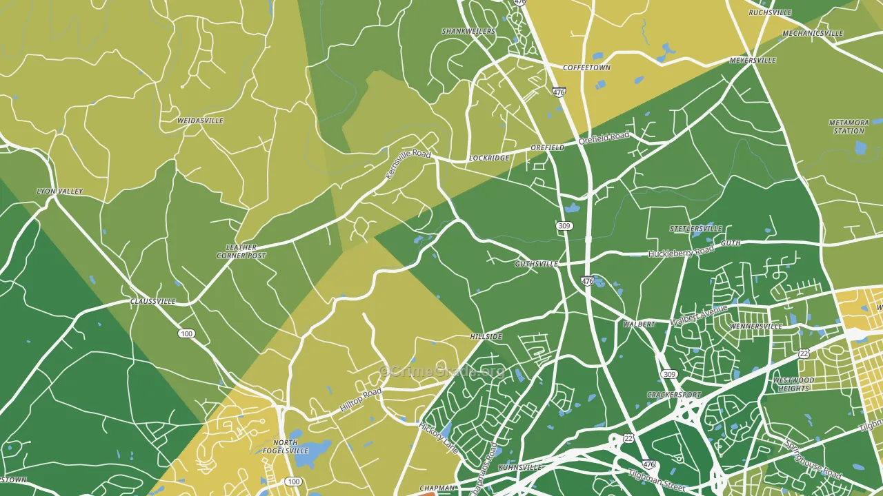 Orefield, PA Map of Murder Rates