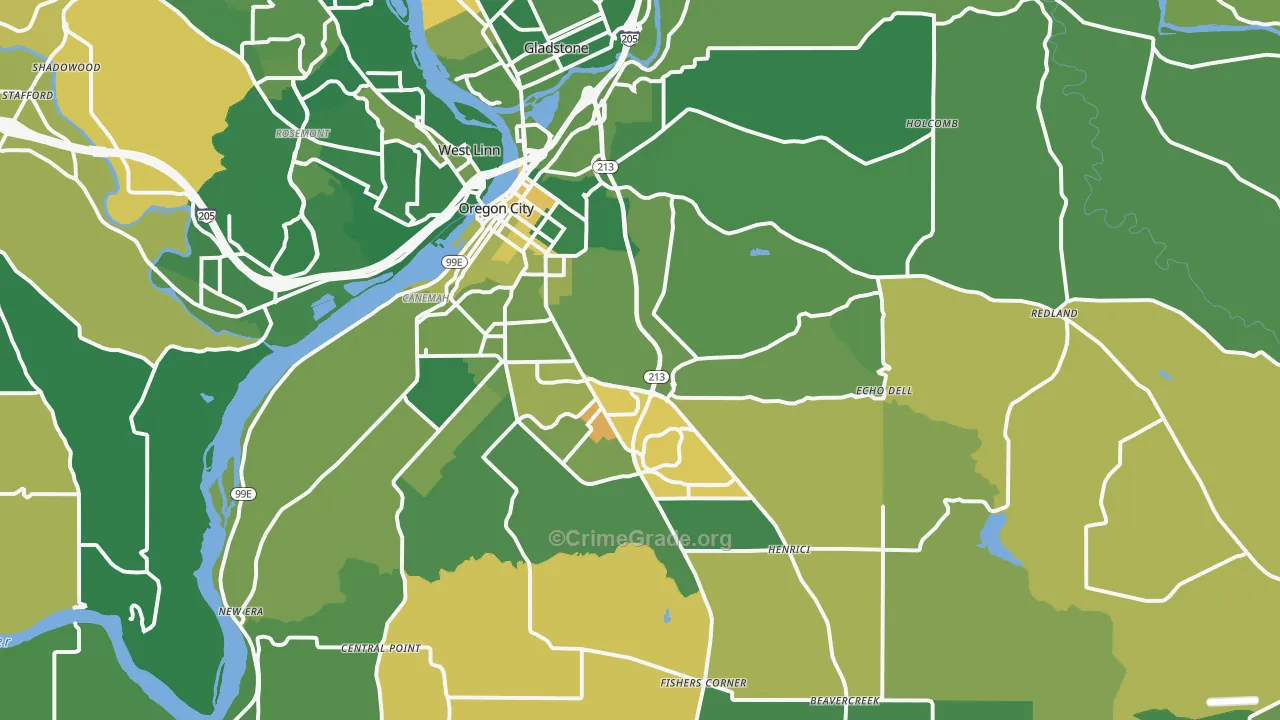 Oregon City, OR Map of Murder Rates