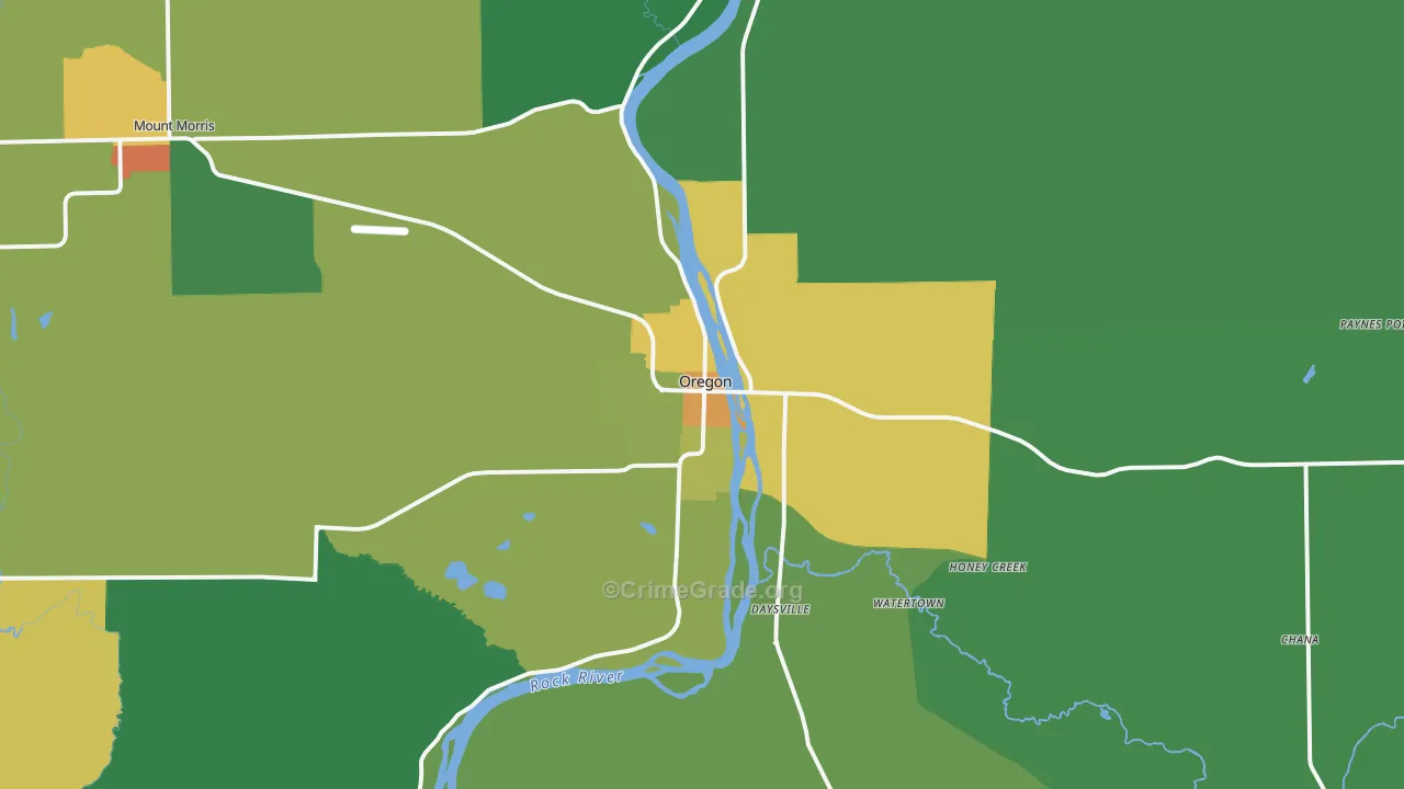 Oregon, IL Map of Murder Rates