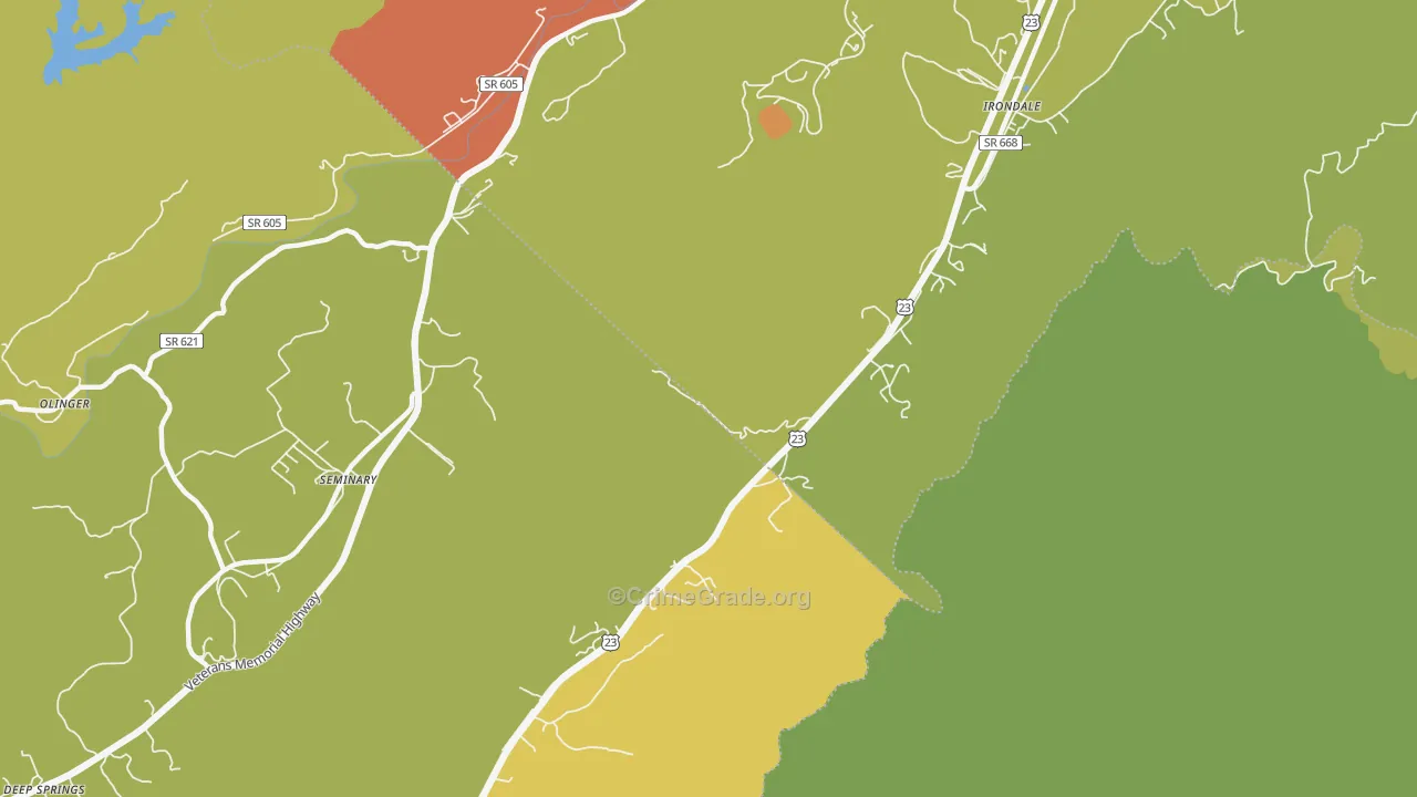 Oreton, VA Map of Murder Rates