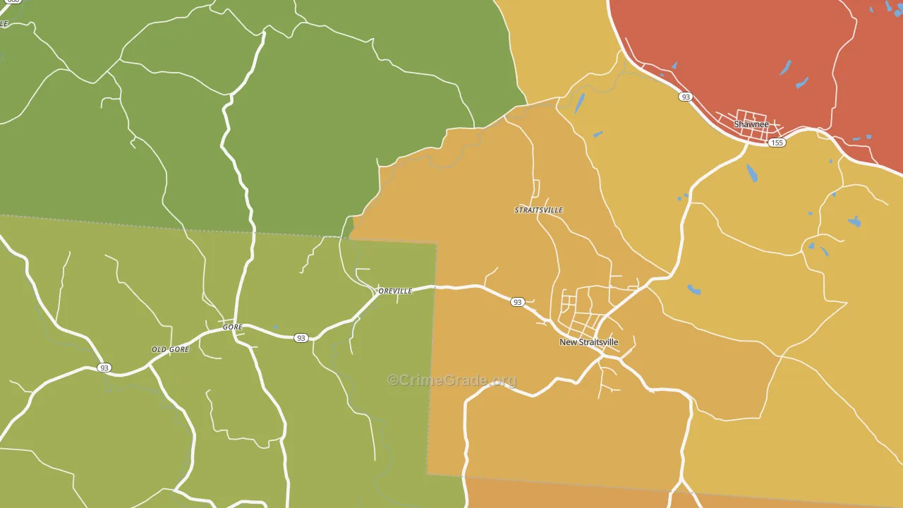 Oreville, OH Map of Murder Rates