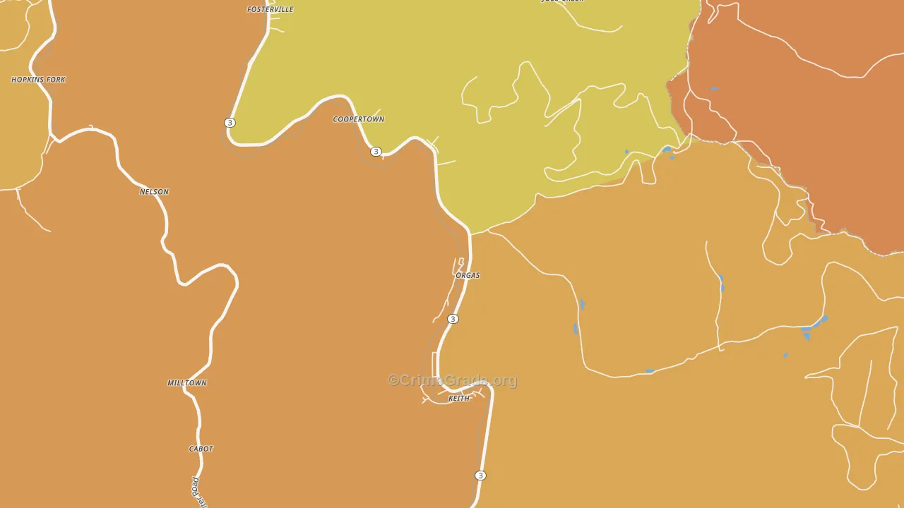 Orgas, WV Map of Murder Rates