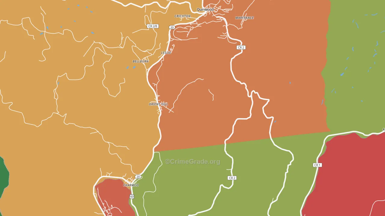 Orient Hill, WV Map of Murder Rates