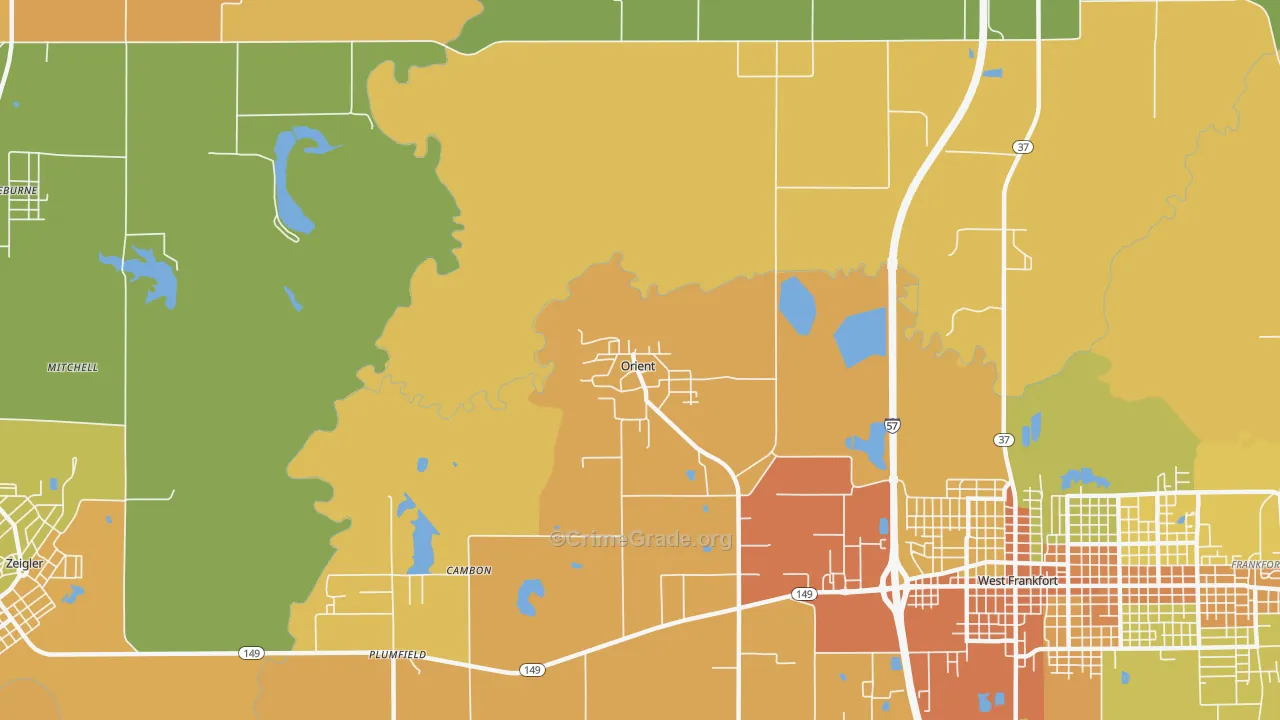 Orient, IL Map of Murder Rates
