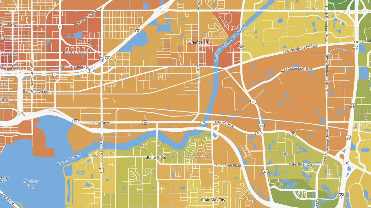 Orient Park, Tampa, FL Map of Murder Rates