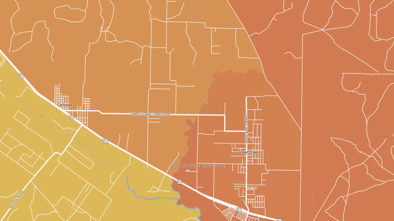 Orient, TX Map of Murder Rates