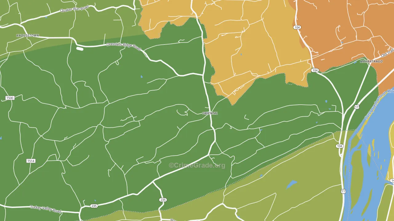 Oriental, PA Map of Murder Rates