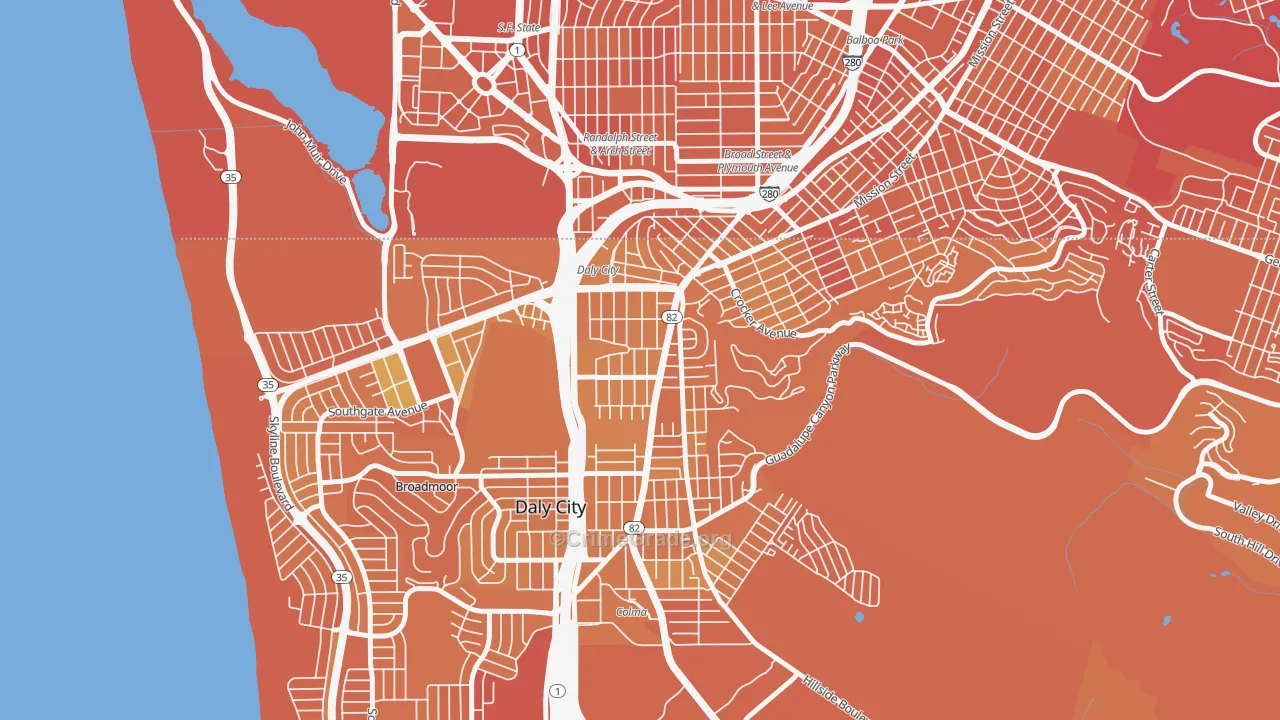 Original Daly City, Daly City, CA Map of Murder Rates