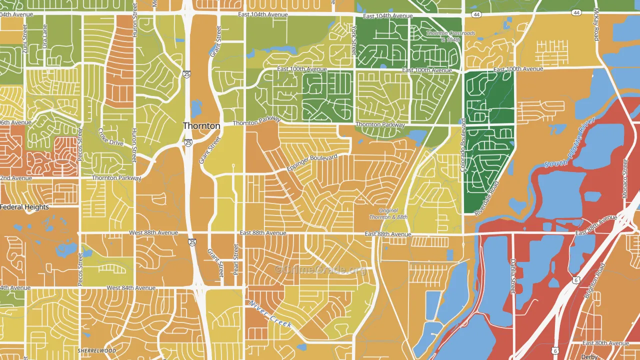 Original Thornton, Thornton, CO Map of Murder Rates