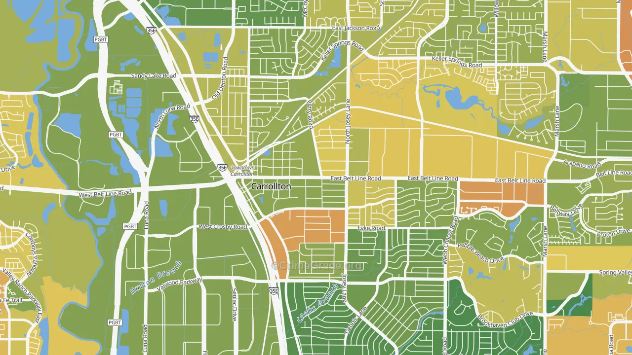 Original Town, Carrollton, TX Map of Murder Rates