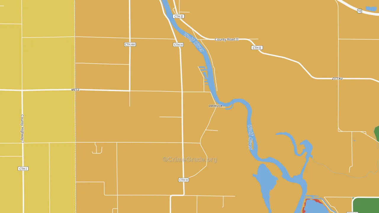 Orihula, WI Map of Murder Rates