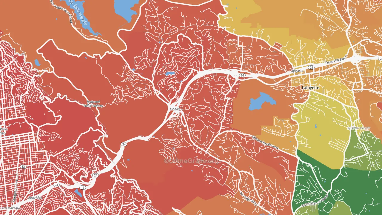 Orinda, CA Map of Murder Rates