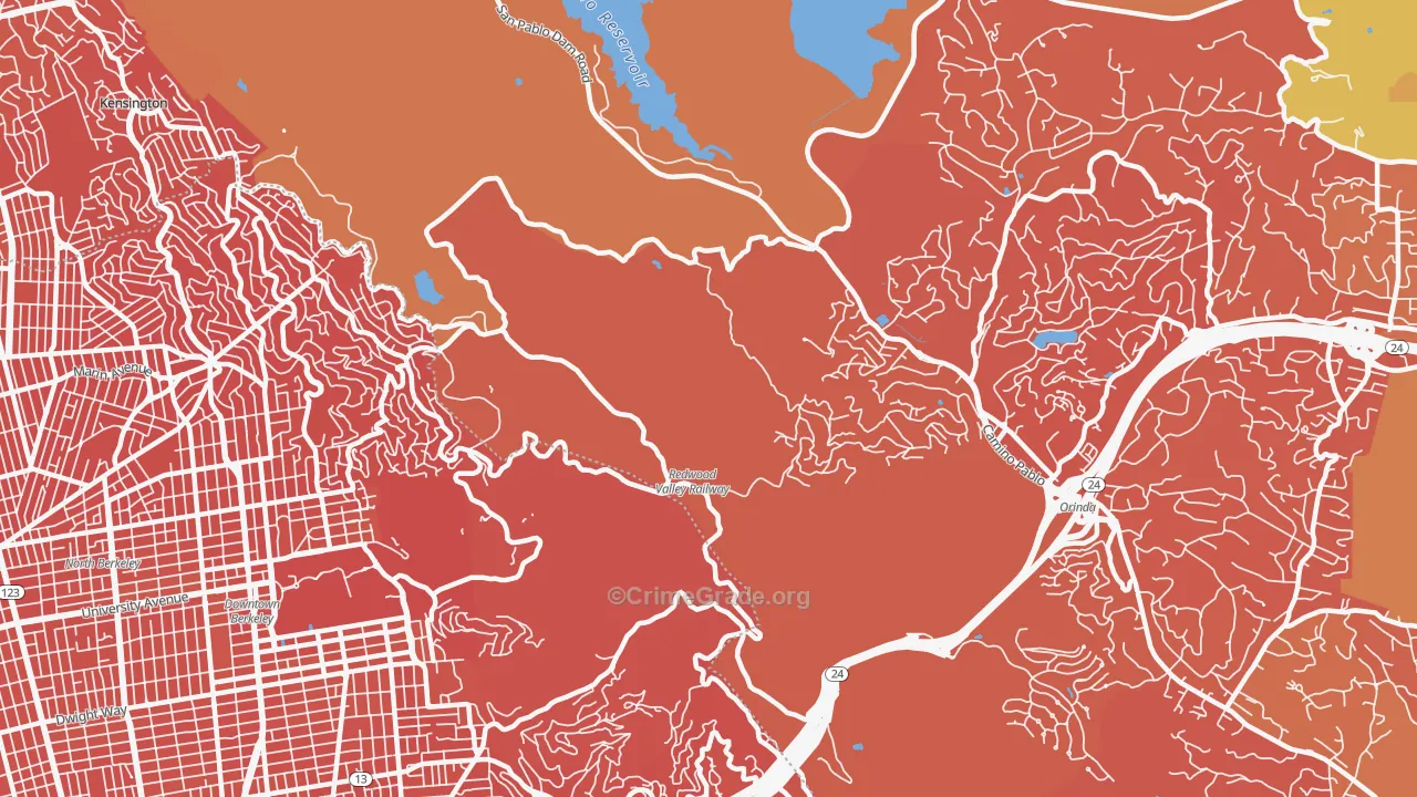 Orinda Village, CA Map of Murder Rates