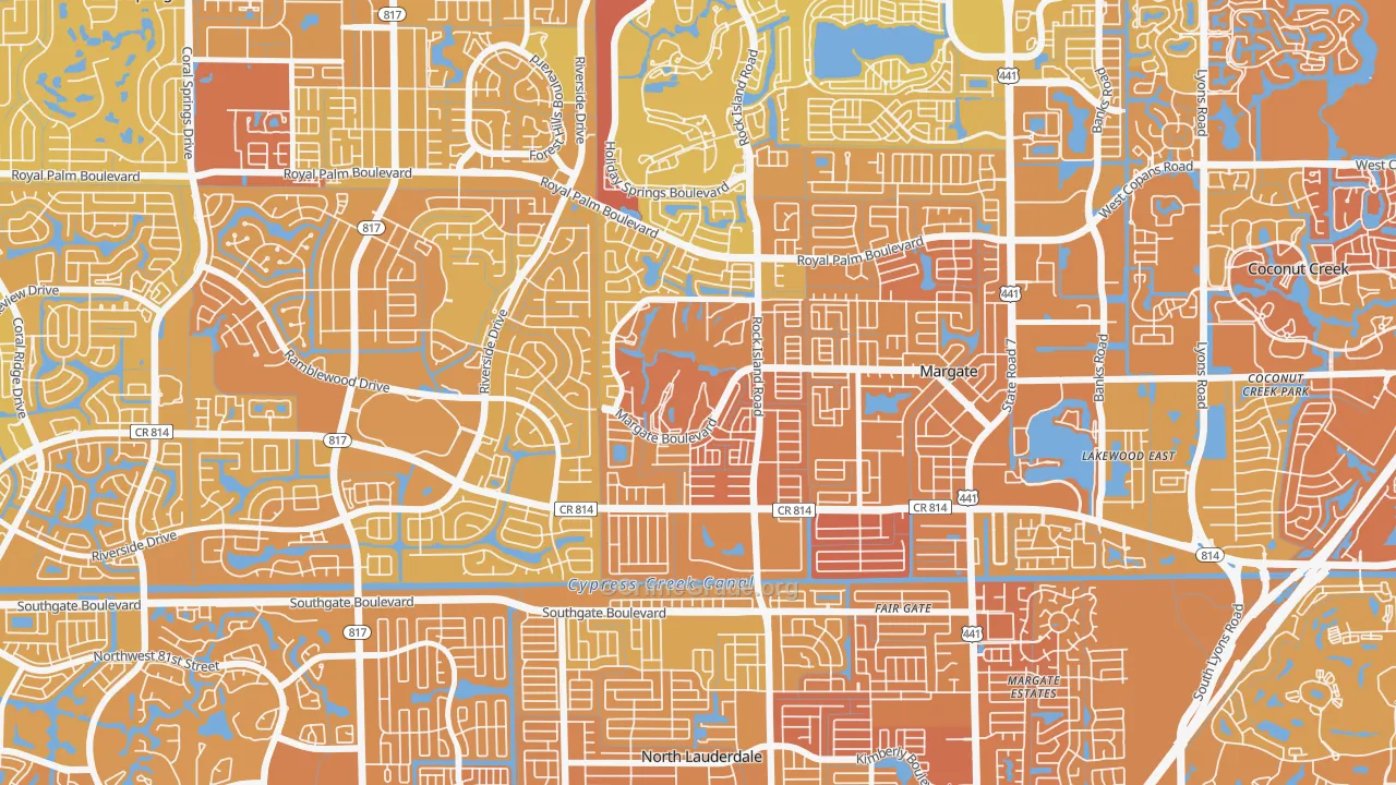 Oriole Margate Golf Course, Margate, FL Map of Murder Rates