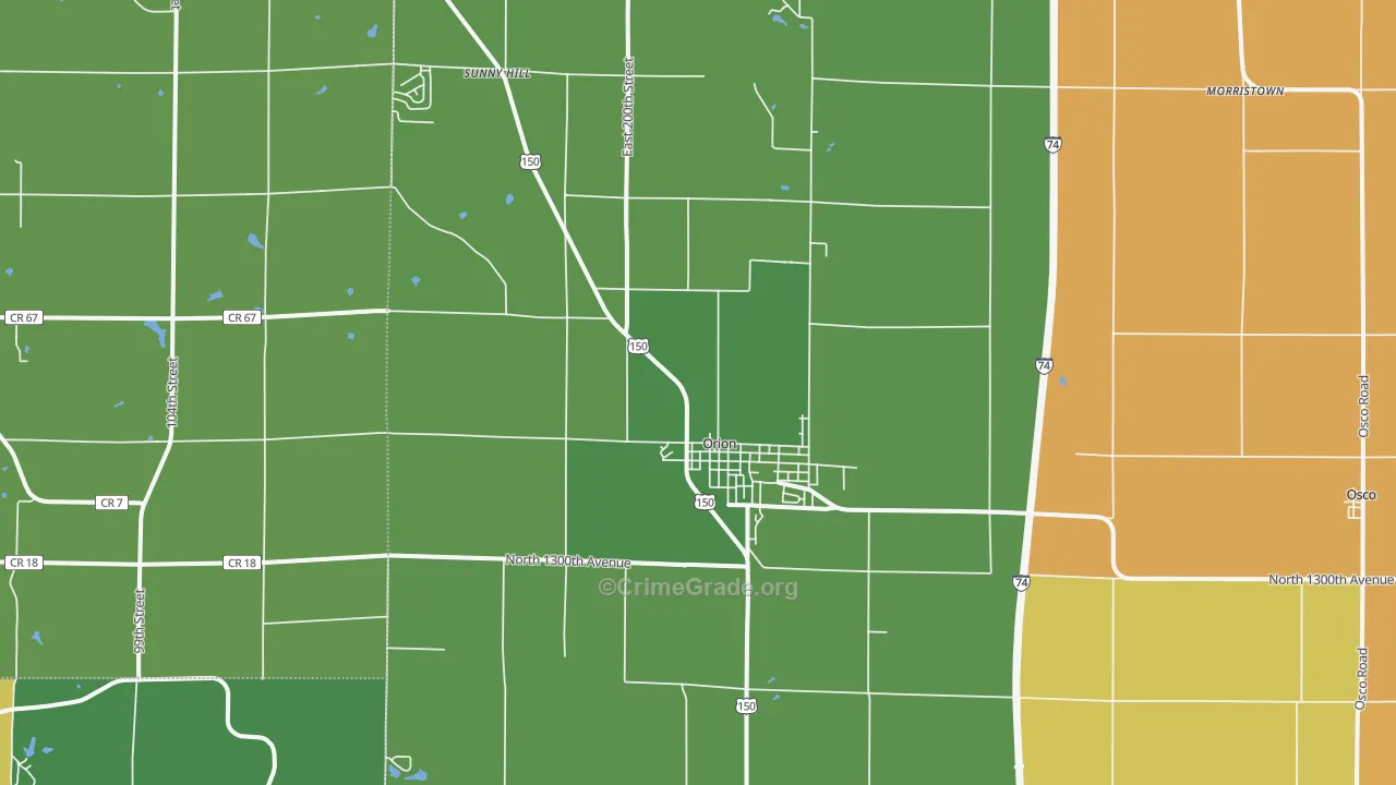 Orion, IL Map of Murder Rates