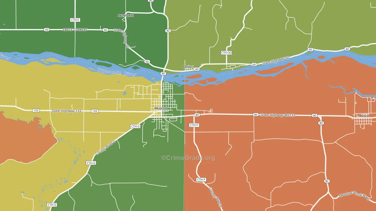 Orion, WI Map of Murder Rates