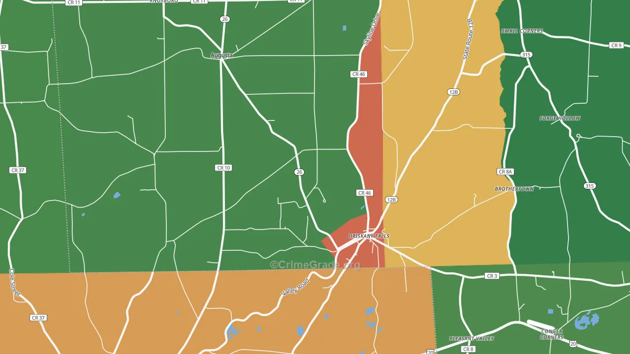 Oriskany Falls, NY Map of Murder Rates