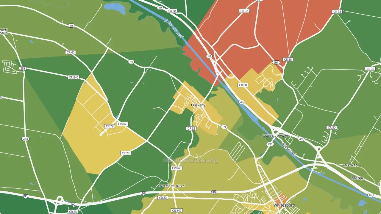 Oriskany, NY Map of Murder Rates