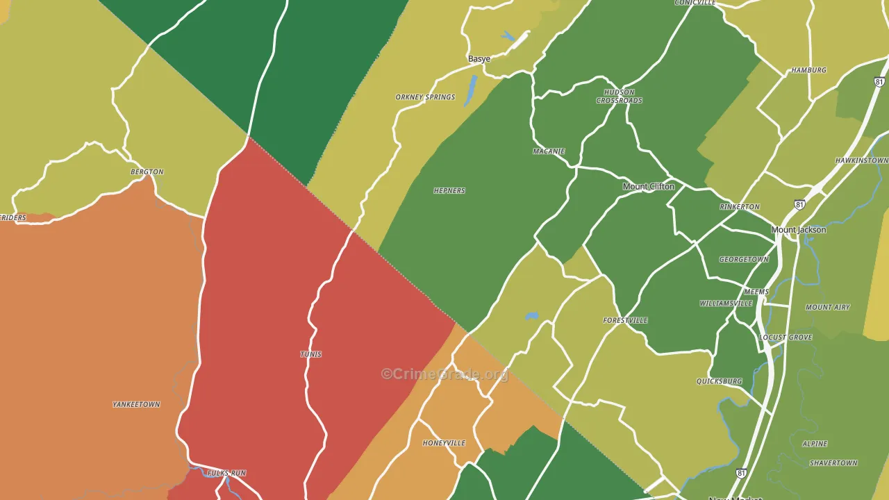 Orkney Springs, VA Map of Murder Rates