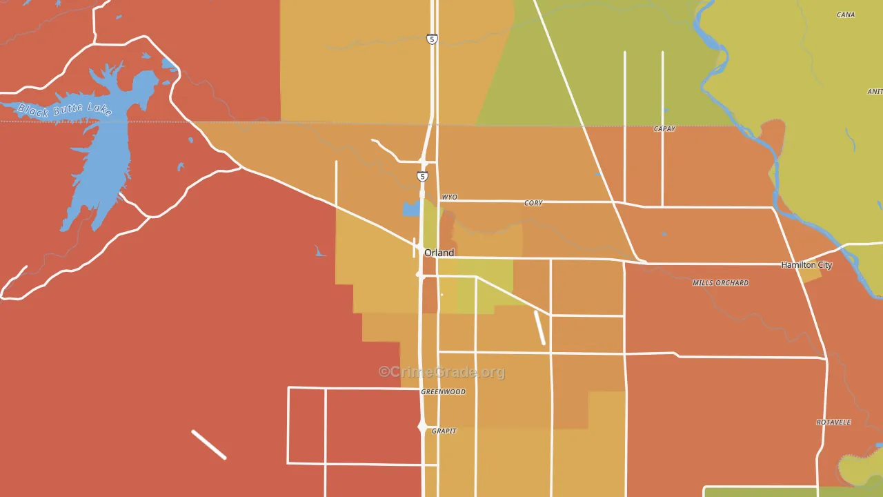 Orland, CA Map of Murder Rates