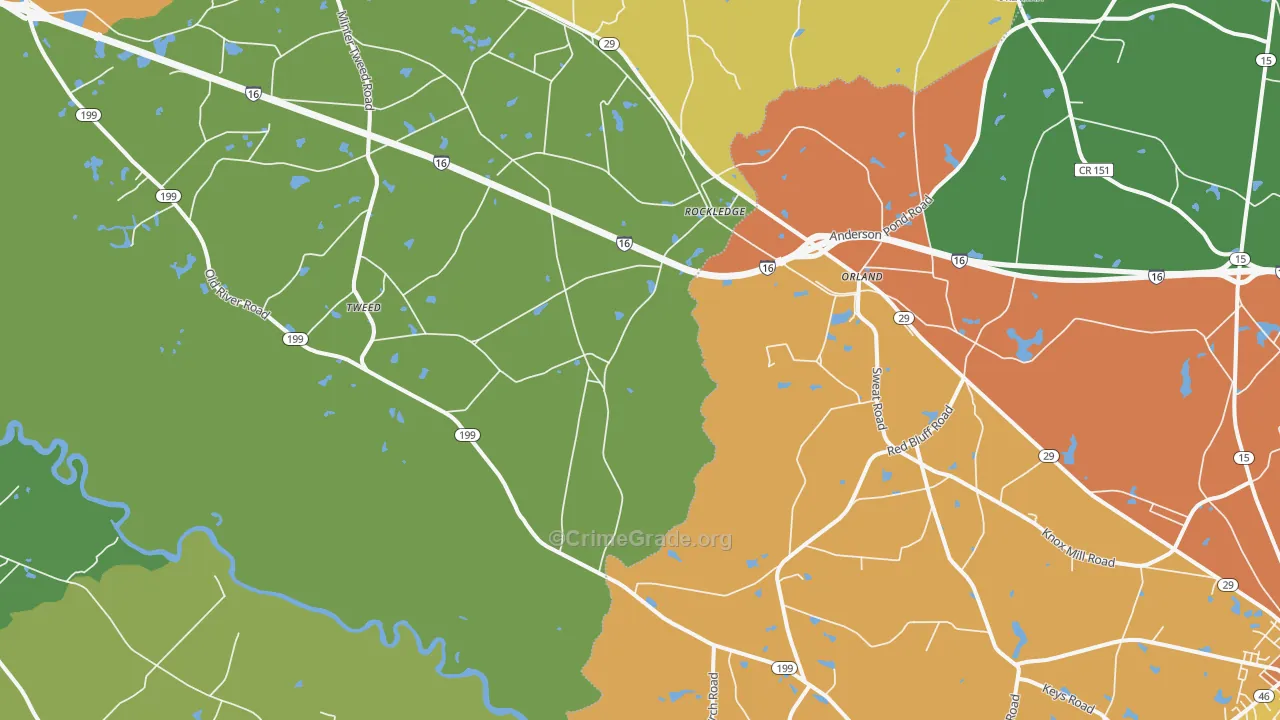 Orland, GA Map of Murder Rates
