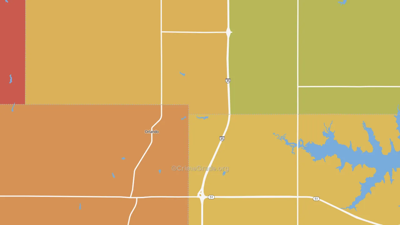 Orlando, OK Map of Murder Rates