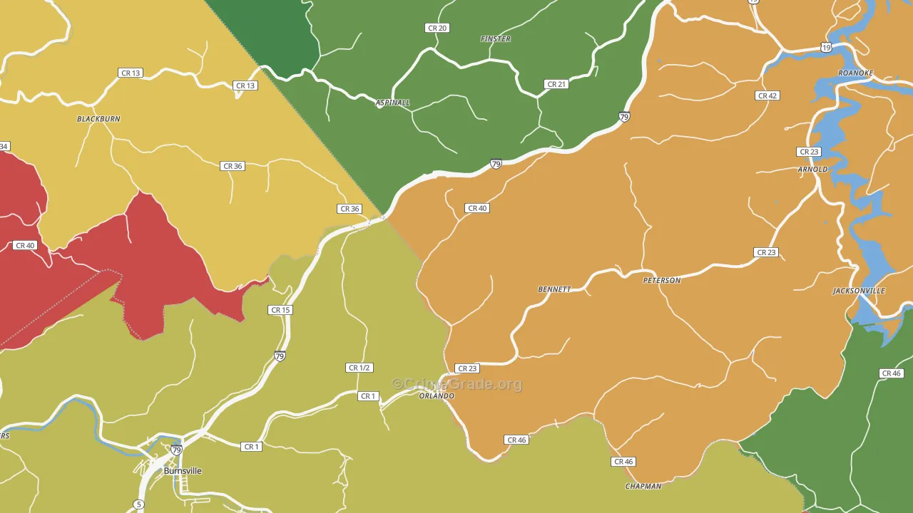 Orlando, WV Map of Murder Rates
