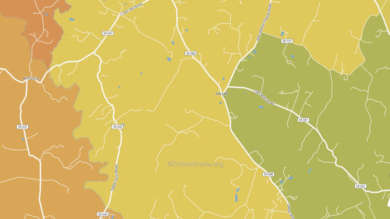 Orlean, VA Map of Murder Rates