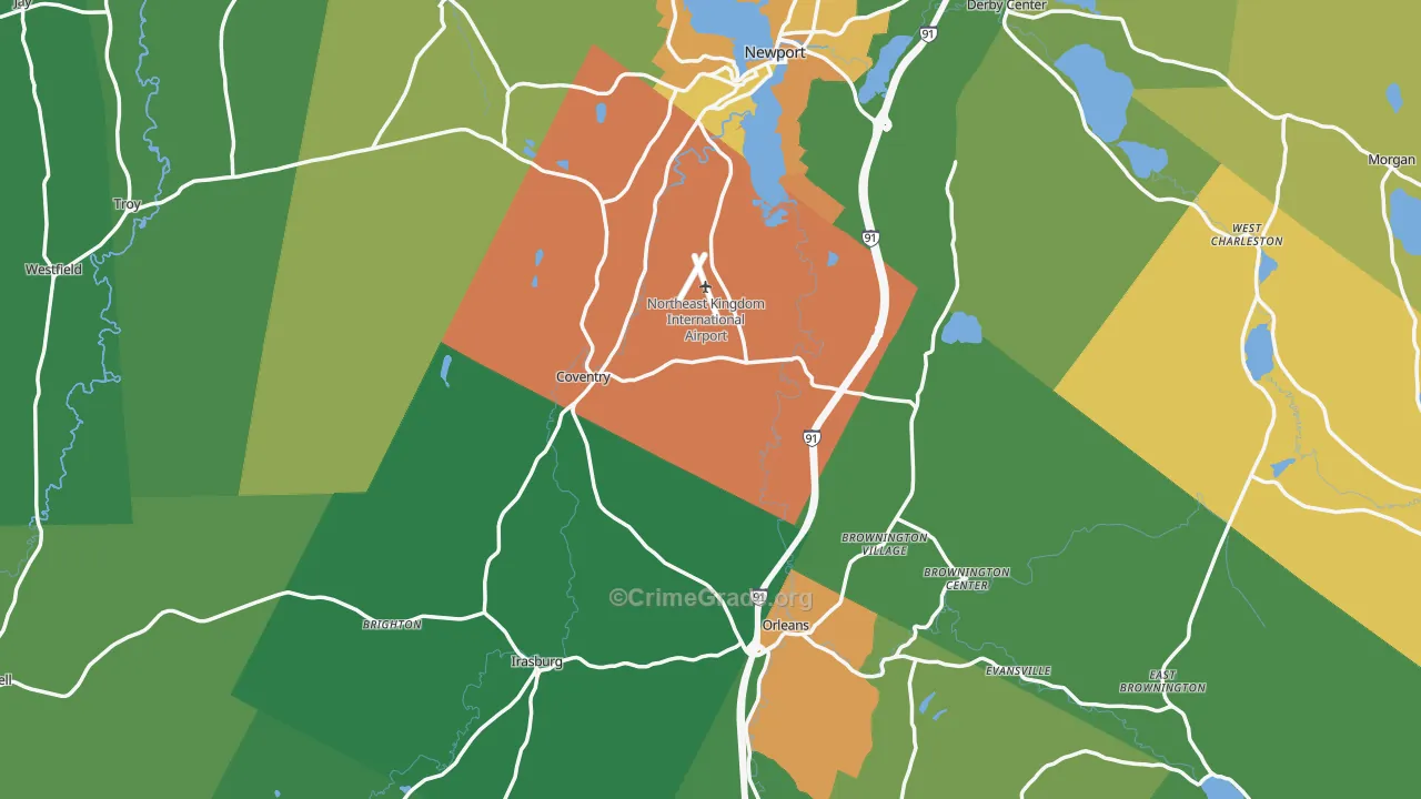 Orleans County, VT Map of Murder Rates