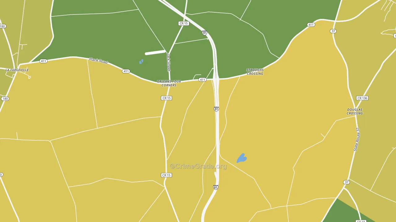 Orleans Four Corners, NY Map of Murder Rates