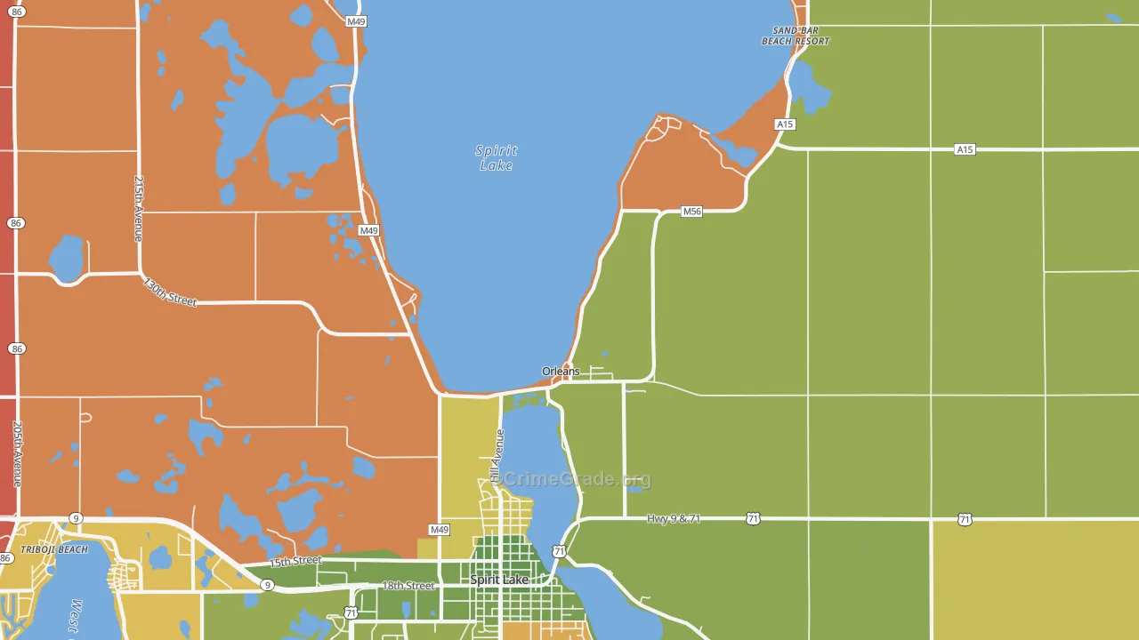 Orleans, IA Map of Murder Rates