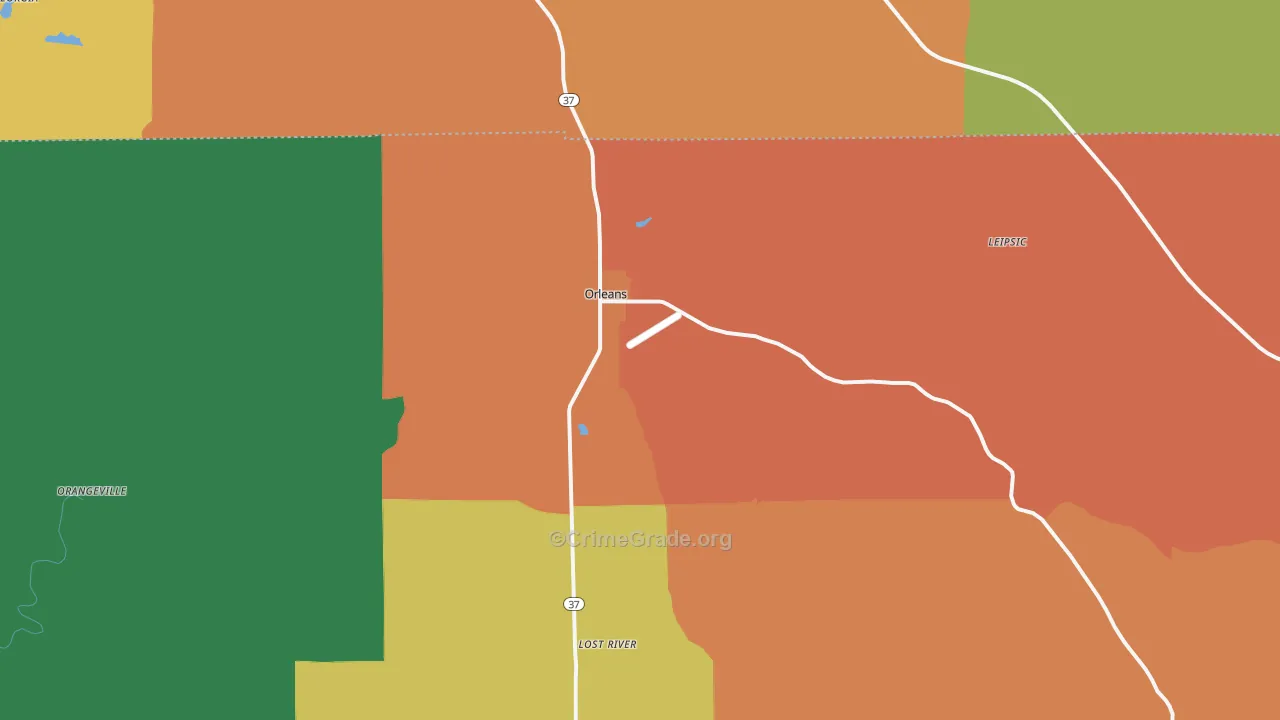 Orleans, IN Map of Murder Rates