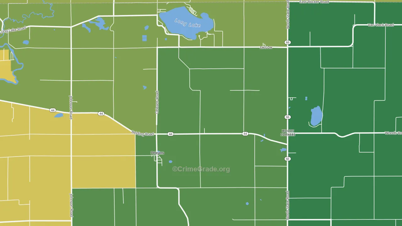 Orleans, MI Map of Murder Rates