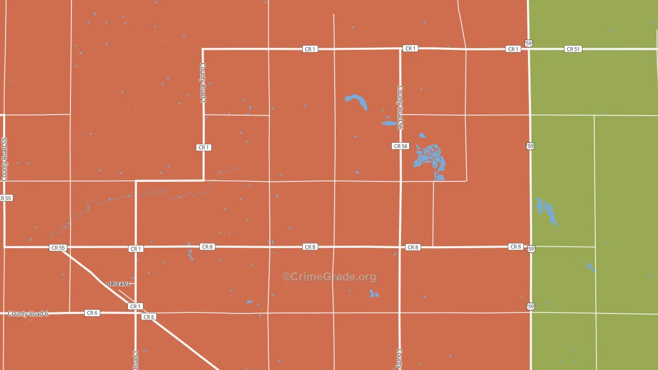 Orleans, MN Map of Murder Rates