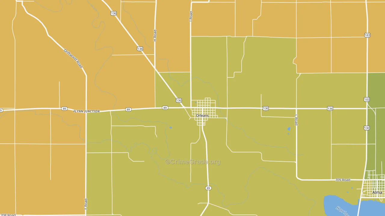 Orleans, NE Map of Murder Rates