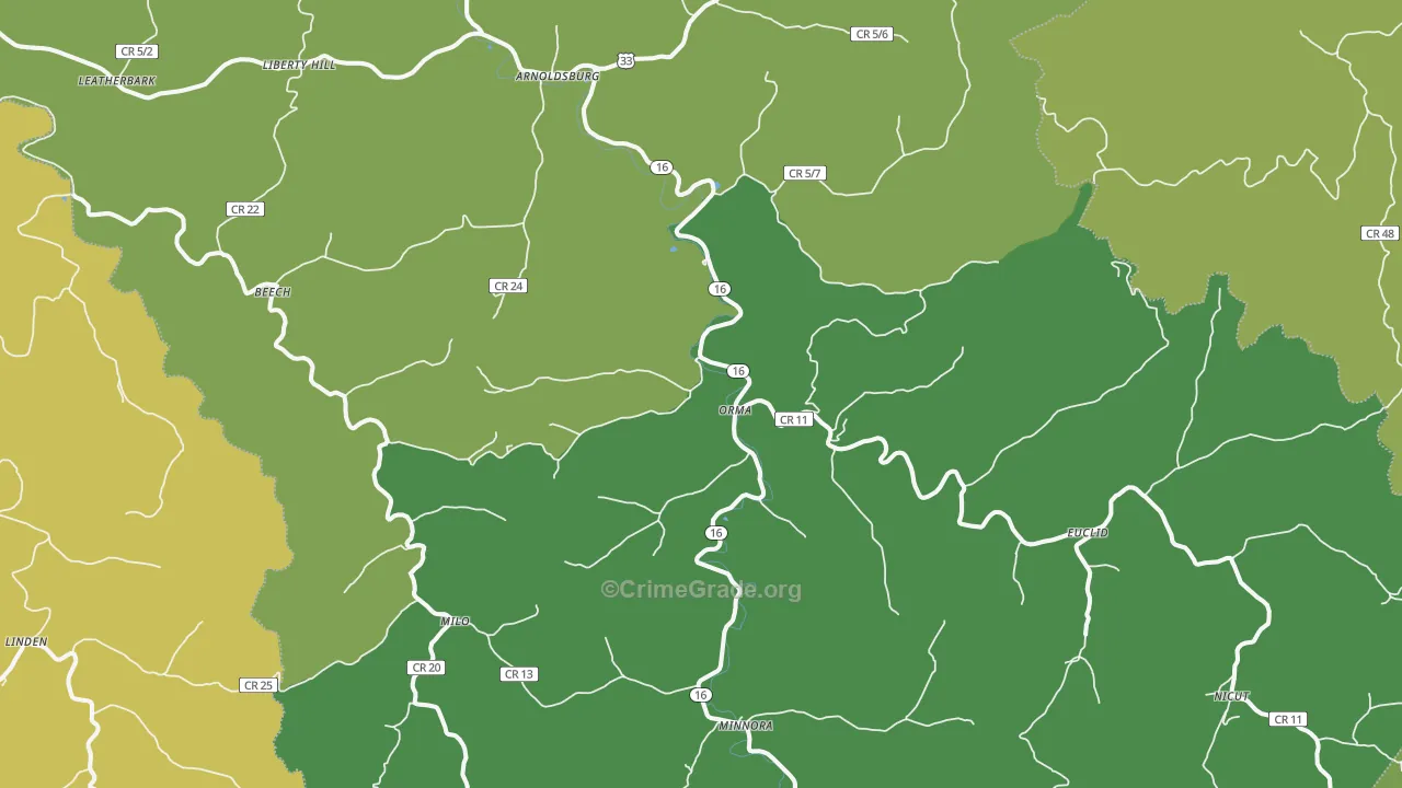 Orma, WV Map of Murder Rates