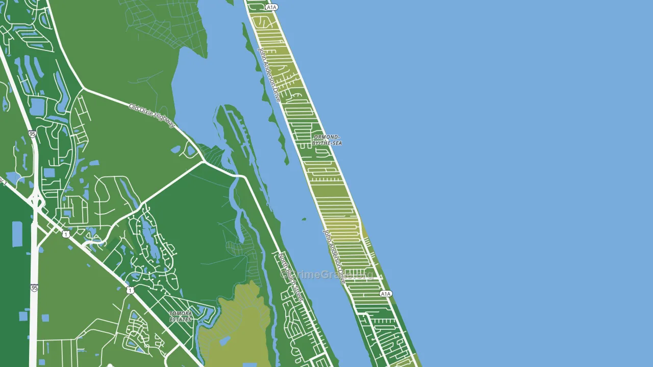 Ormond-by-the-Sea, FL Map of Murder Rates