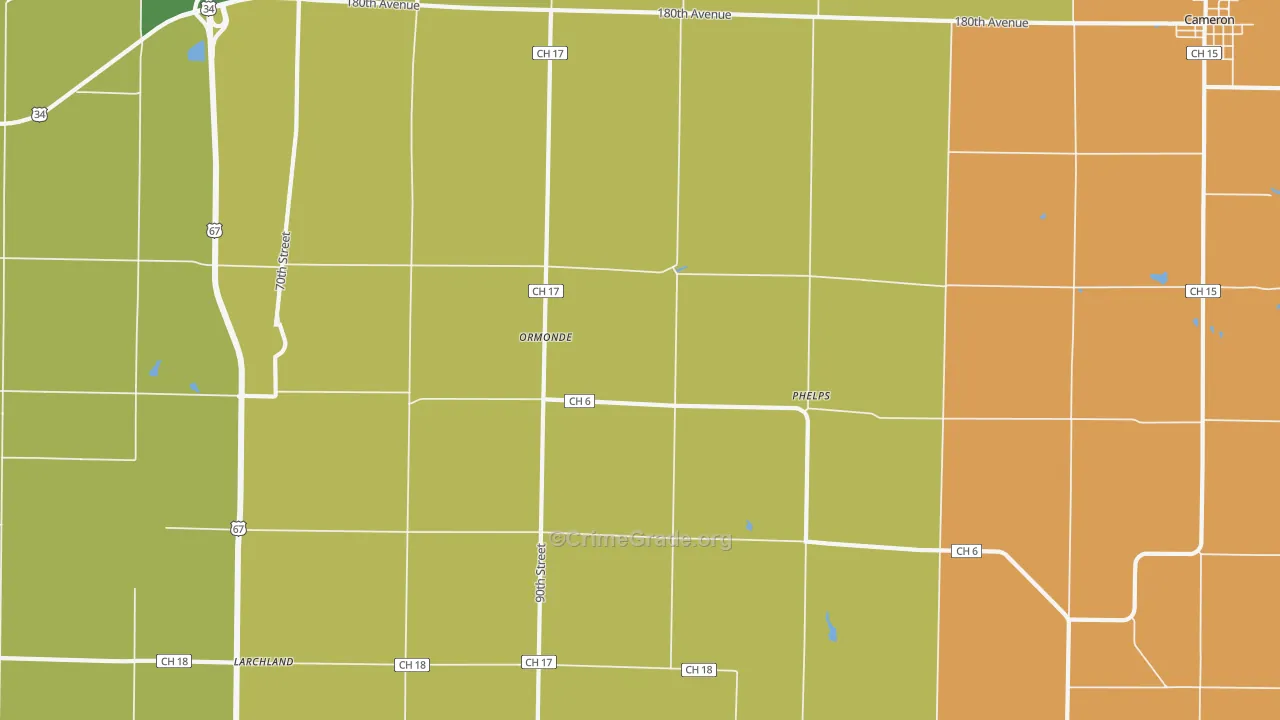 Ormonde, IL Map of Murder Rates