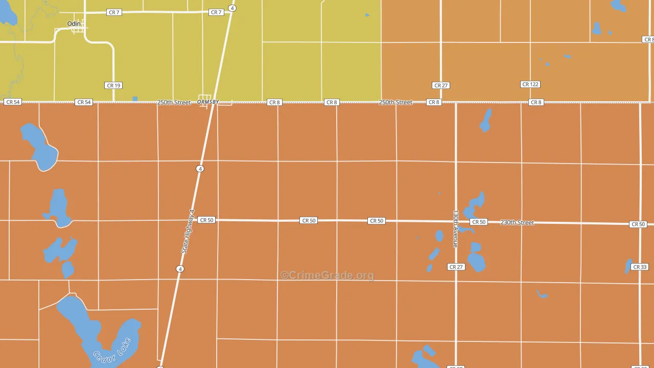 Ormsby, MN Map of Murder Rates