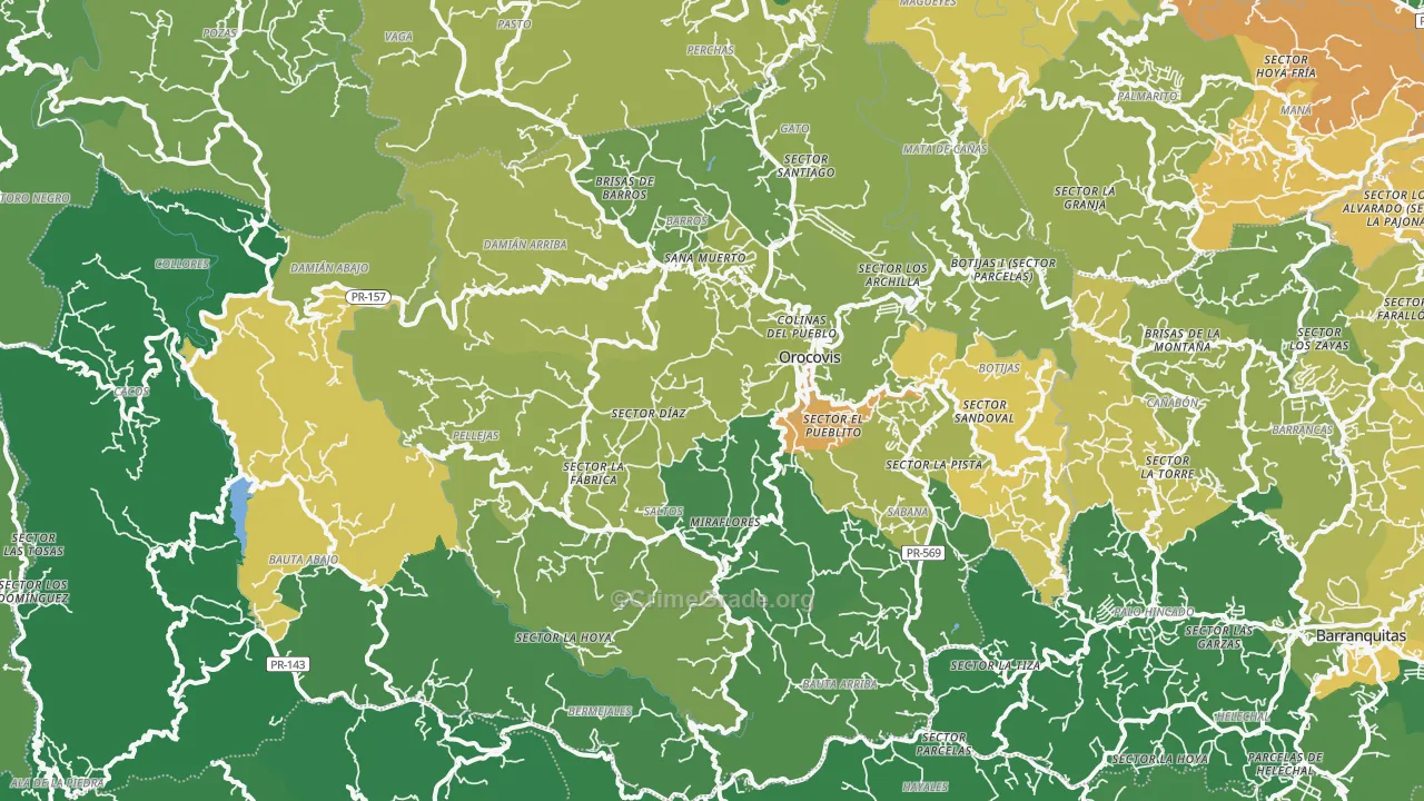 Orocovis Municipio, PR Map of Murder Rates