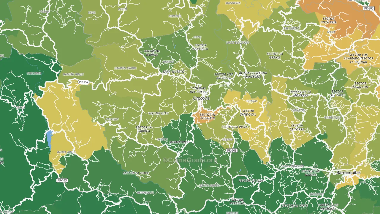 Orocovis, PR Map of Murder Rates