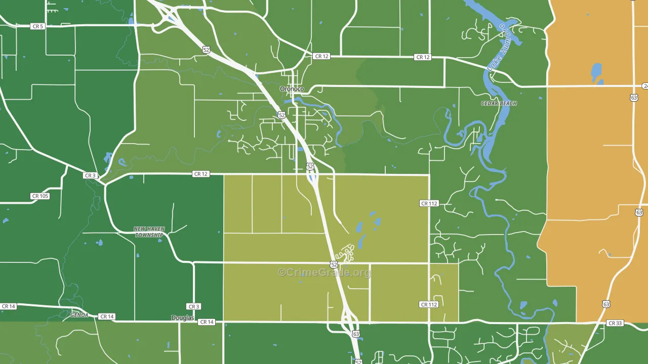 Oronoco, MN Map of Murder Rates