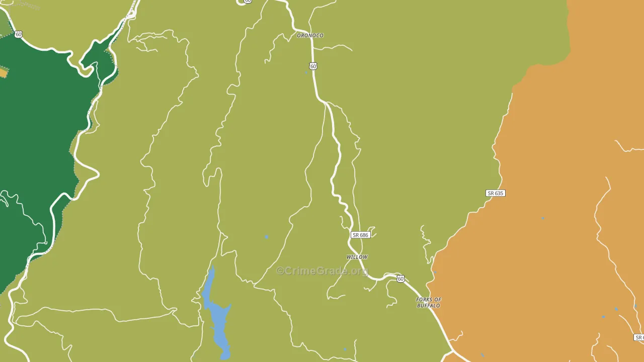 Oronoco, VA Map of Murder Rates