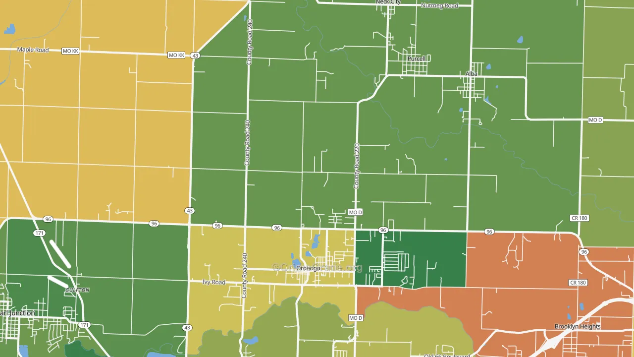 Oronogo, MO Map of Murder Rates