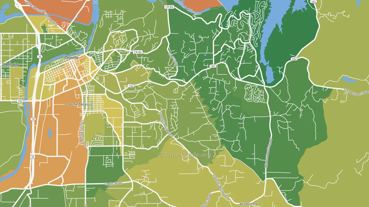 Oroville East, CA Map of Murder Rates
