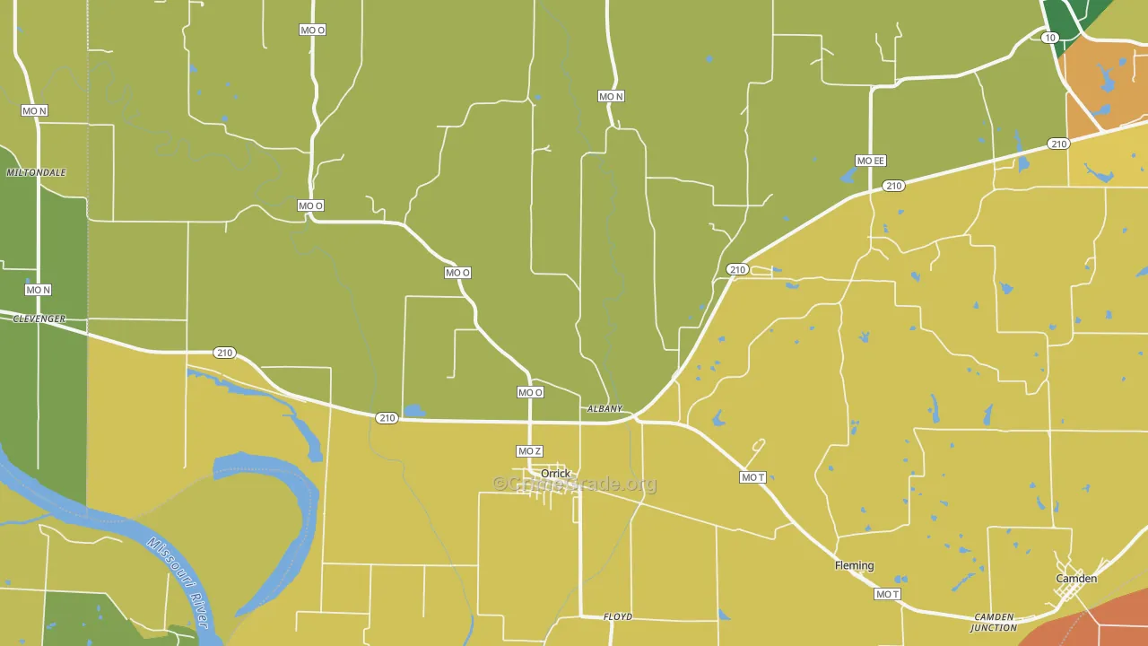 Orrick, MO Map of Murder Rates