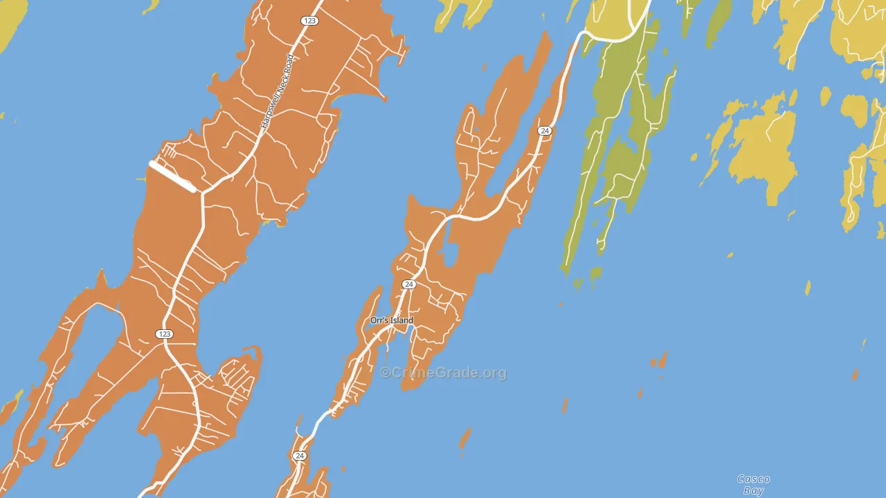 Orrs Island, ME Map of Murder Rates