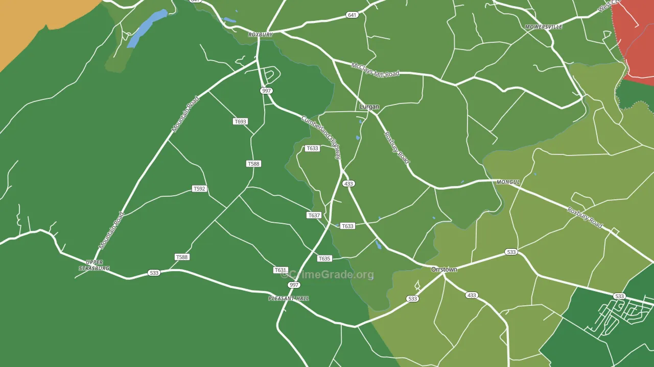 Orrstown, PA Map of Murder Rates