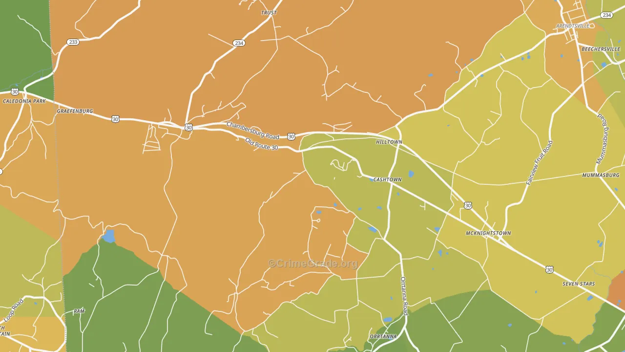Orrtanna, PA Map of Murder Rates