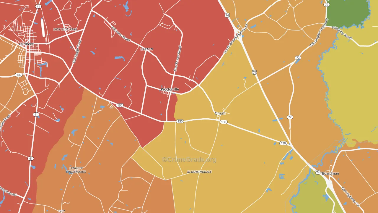 Orrum, NC Map of Murder Rates